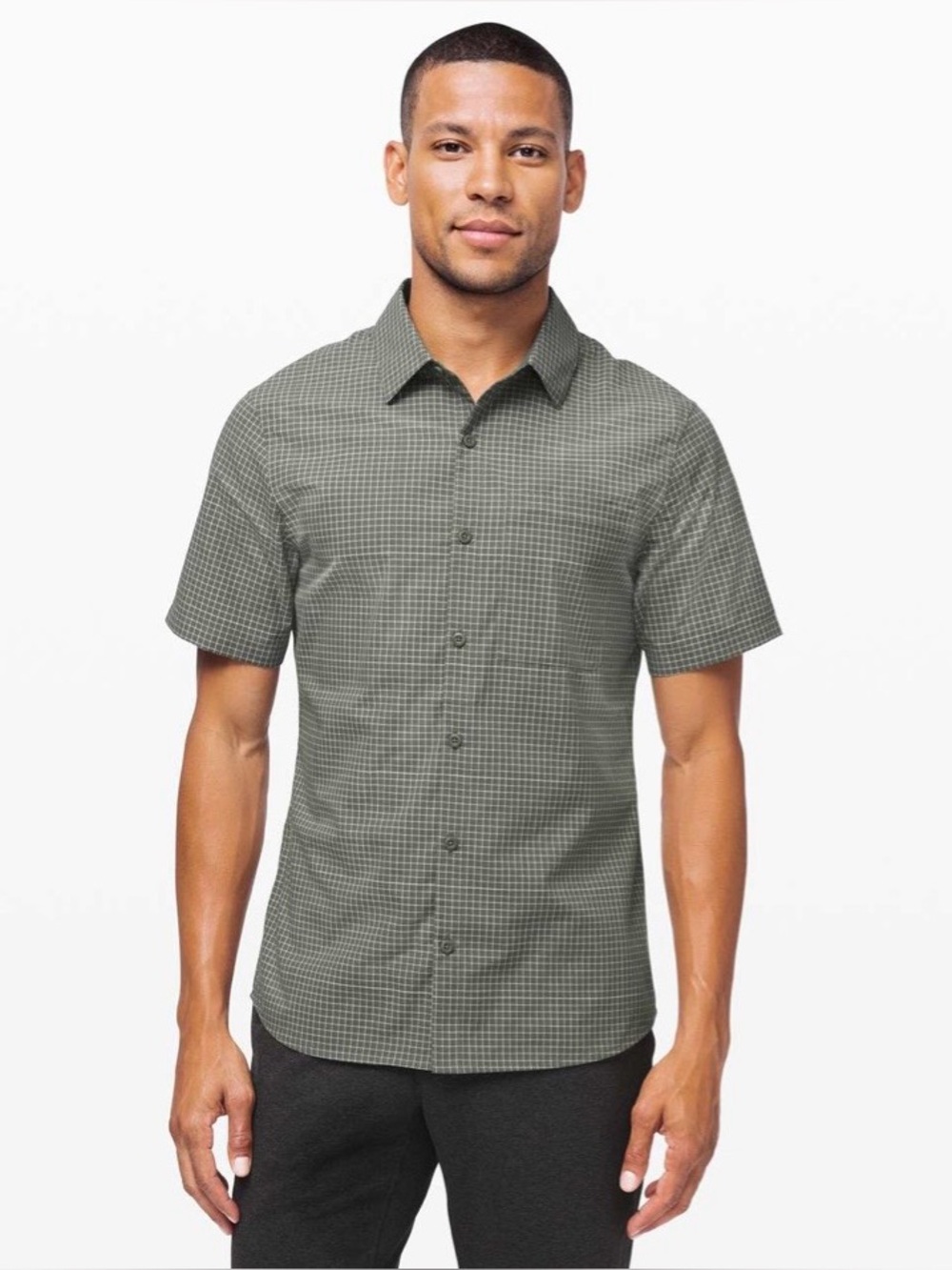 Mens Lululemon Grid Light Short Sleeve Shirt Size Large Athleisure